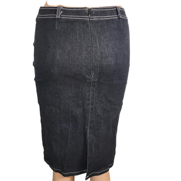 French Connection Mid Rise Pencil Midi Length Denim Skirt - Picture 3 of 4